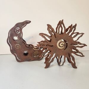 Vintage Partylite SUNESTA Moon Sun Sconce Candle Holders Celestial Whimsygoth